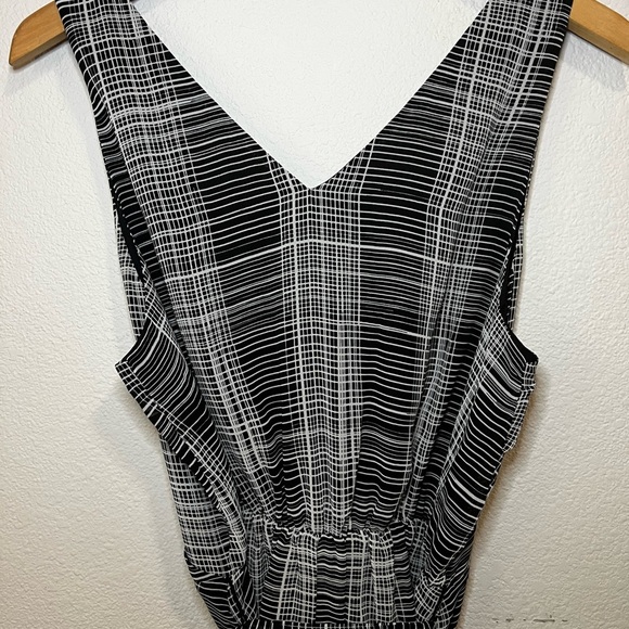 A New Day Black White Plaid Dress Sleeveless V-Neck Lined Size Large L - Picture 6 of 7
